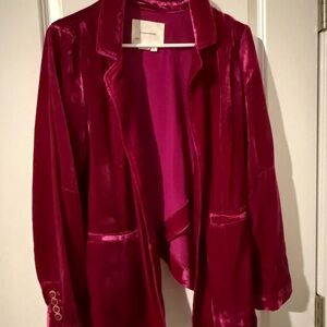 Anthropologie Fuchsia Velvet Blazer